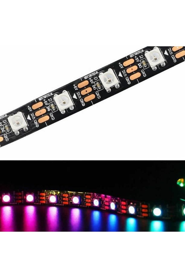 Elektronikaled - Ws2812B Argb Adreslenebilir Pixel Şerit Led Ip20 Metrede 60 Led (5 METRE) - 2