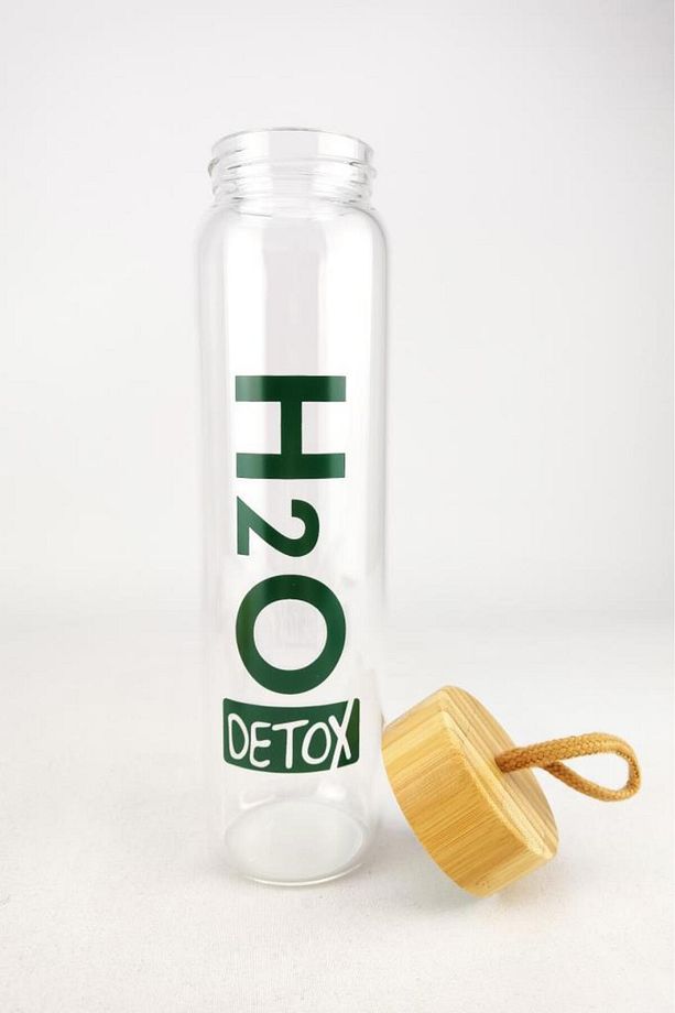 1 L H2o Detox Bambu Kapaklı Cam Matara 1000 ml - H2o75994 C1-1-18 Turuncu Cam - 4