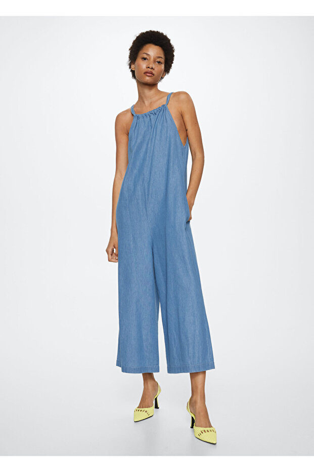 Pamuklu Denim Tulum - 1