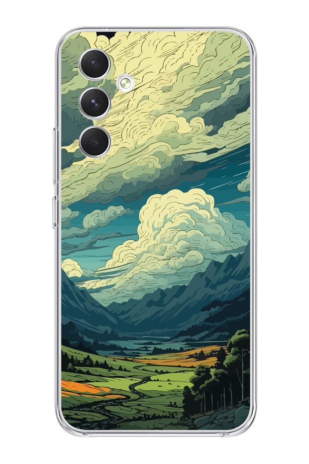 Nature and Cloud Pattern Transparent Phone Case Compatible with Samsung Galaxy A54
