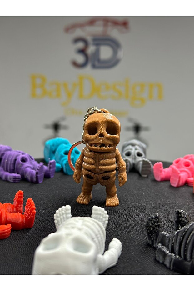 Mini Skeleton Movable Keychain - Brown - 1