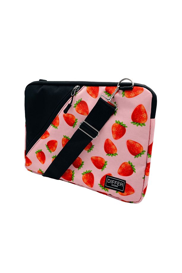 13-14'' Inç Çilek Desen Pembe Suya Dayanıklı Siyah/laptop/macbook/notebook/kılıf/çanta - 1