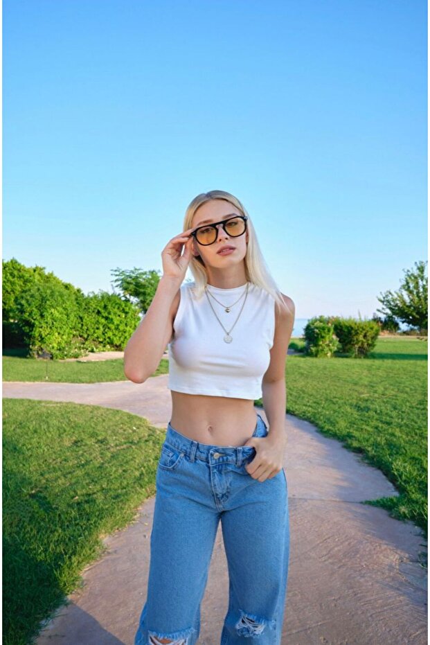 Kadın Beyaz Crop - 1