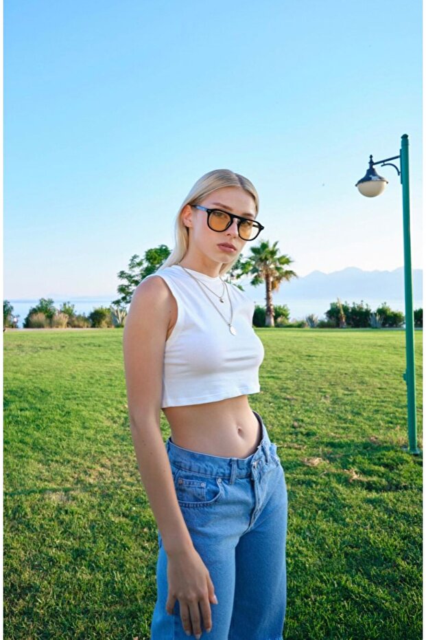 Kadın Beyaz Crop - 3
