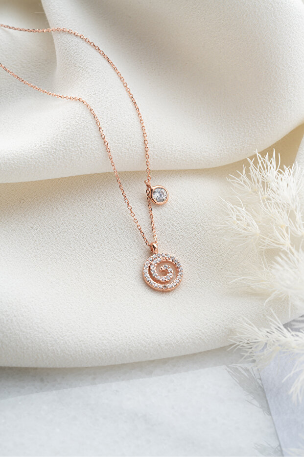 925 Ayar Gümüş Yaşam Sembolü Tek Taş Detaylı Kadın Kolye - 7