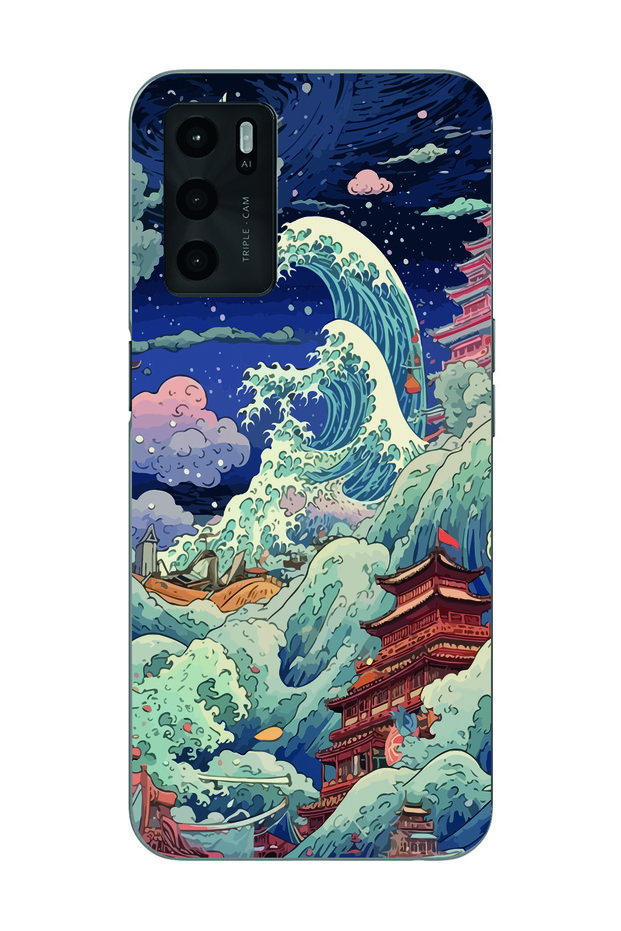 حافظة هاتف شفافة متوافقة مع هاتف Kanagawa Wave Collage لهاتف Oppo A16