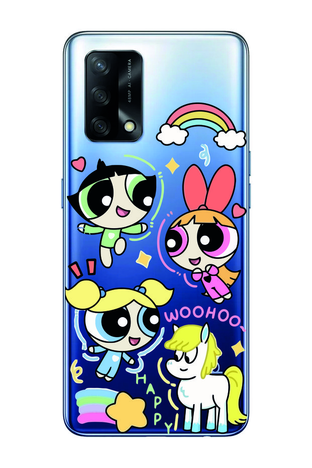 حافظة هاتف شفافة منقوشة متوافقة مع هاتف Powerpuff Girls من ممن لهم A74