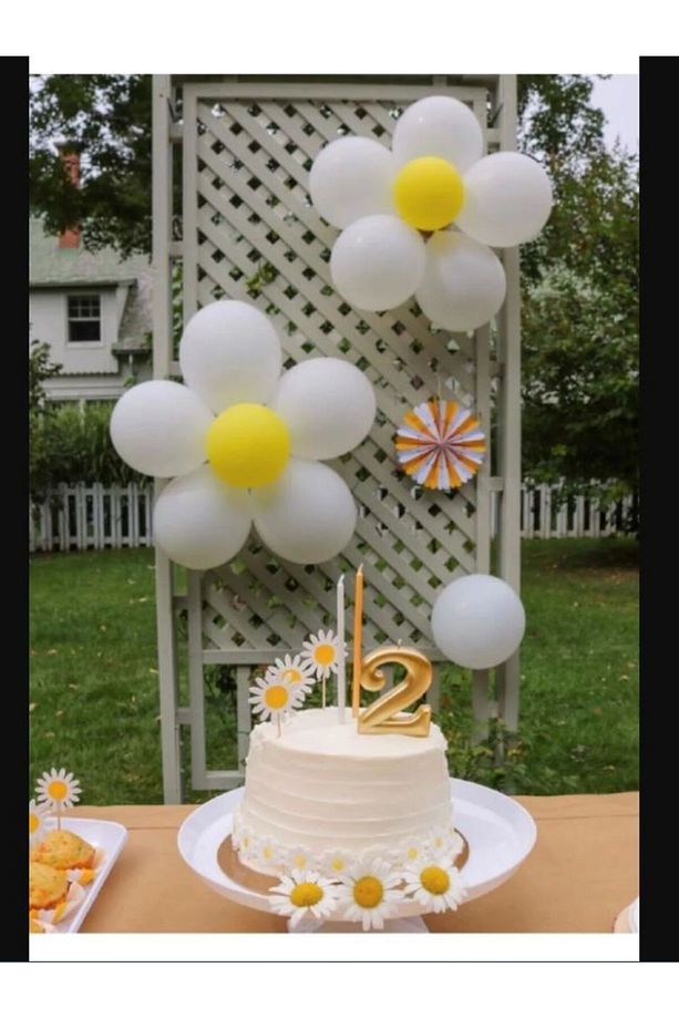 Papatya Temalı Doğum Günü Seti Çiçek Yapma Aparatı 6 Adet- 40 Adet Yedekli Balon Set - 2