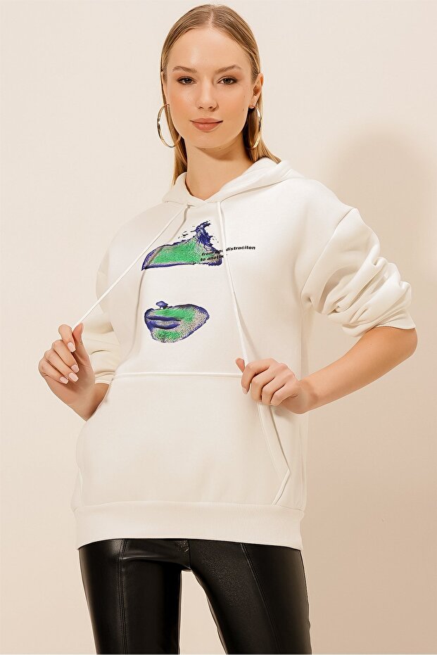 Üç iplik Distraction Baskı SWEAT - 2