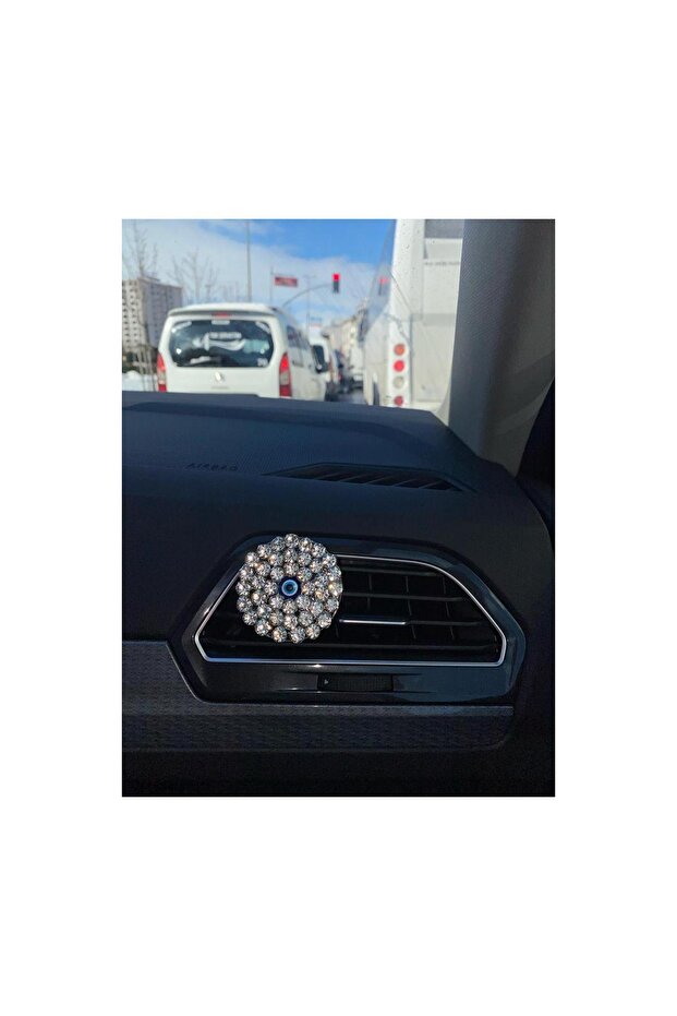 Fan Ornament with Diamond Stone with Evil Eye