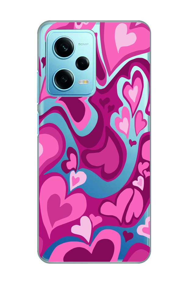 Redmi Note 12 Pro 5g Compatible Heart Patterned Transparent Phone Case