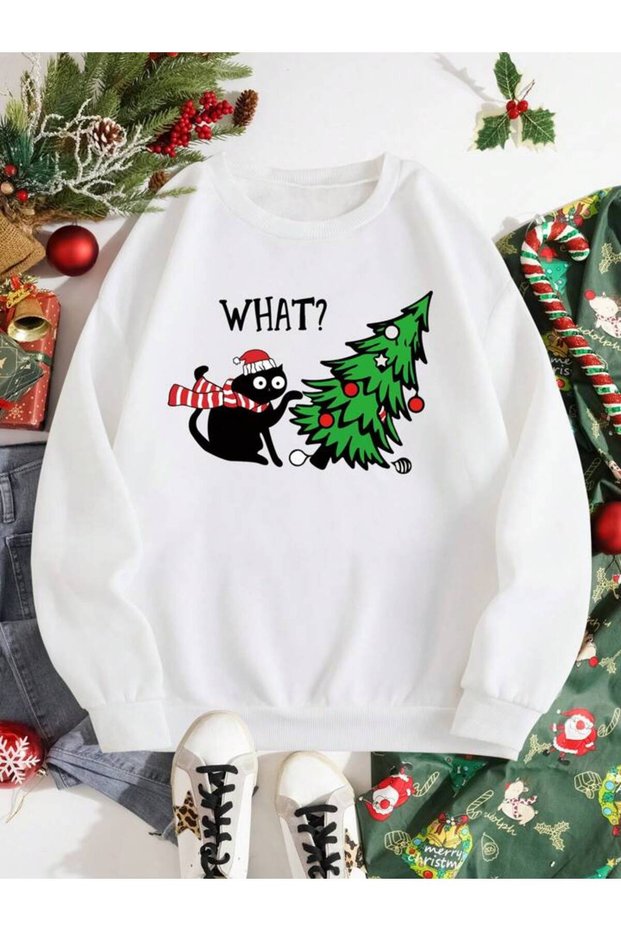 New Season New Year Special Unisex 2 Thread Raised What Printed 0 Collar Sweatshirt