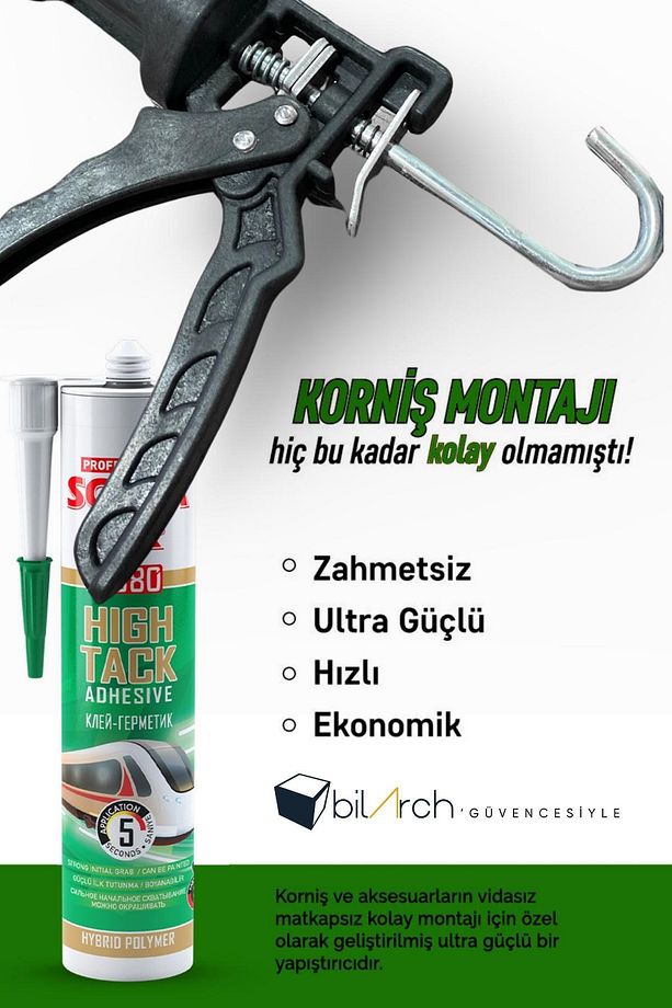 Perde Rayı Korniş Yapıştırıcısı ve Kaliteli Silikon Tabancası - 4