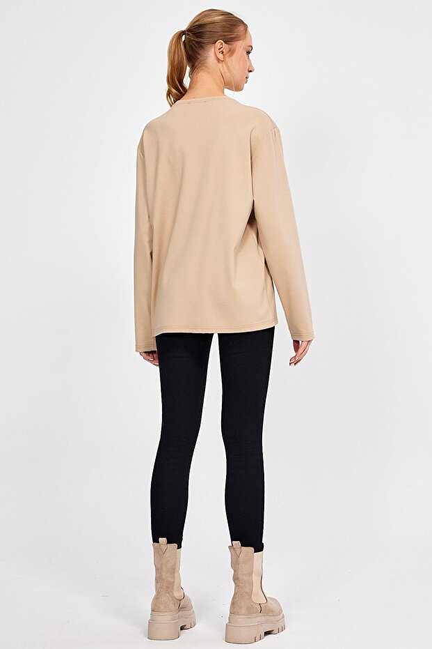 سويت شيرت أساسي كبير الحجم برقبة دائرية (E23-00160 00) - 6