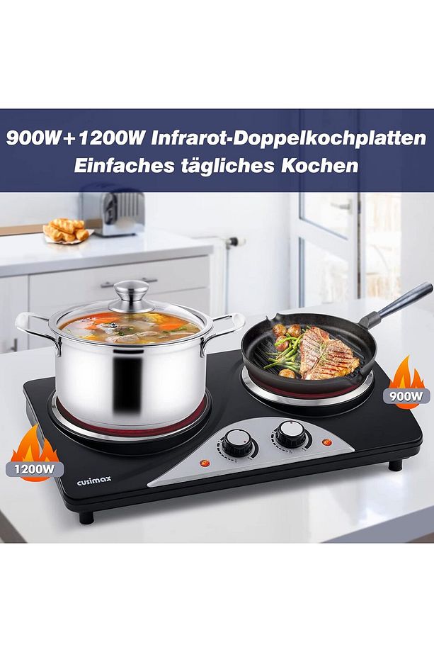 Dökme Demir Çift Ocak, 2'li elektrikli Ocak Gözü, 1000 W + 1500 W, Elektrikli Çift Ocak - 2