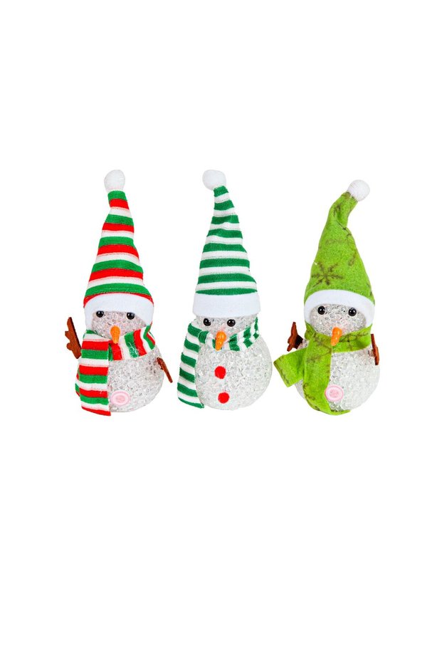 Decorative Christmas Ornament Lighted Snowman 15 Cm