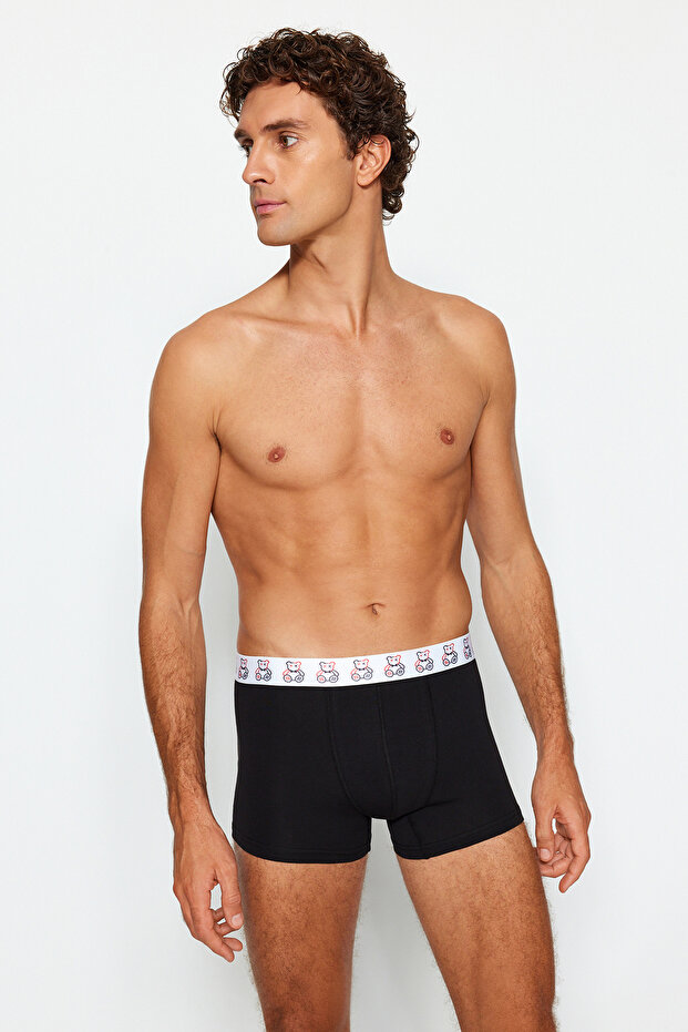 3'lü Paket Çok Renkli Ayıcık Desenli Lastikli Esnek Pamuklu Couple Boxer TMNAW24BX00020 - 3