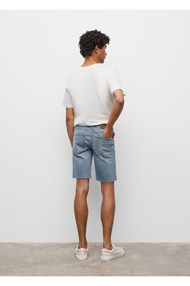 Dikişşsiz Denim Şort - 8