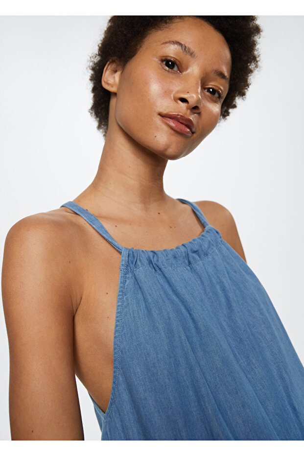 Pamuklu Denim Tulum - 6