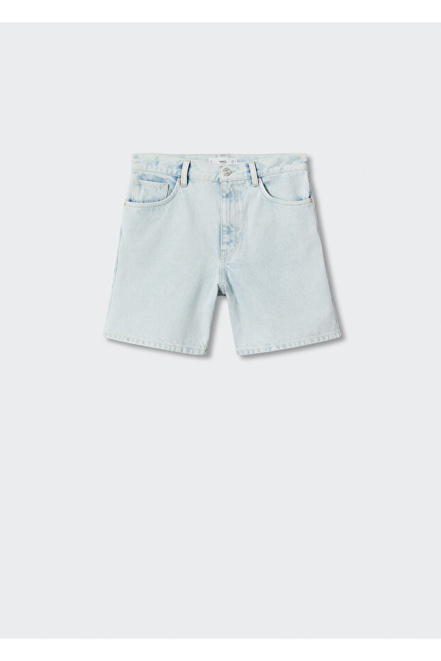 Düz Kesim Denim Şort - 3
