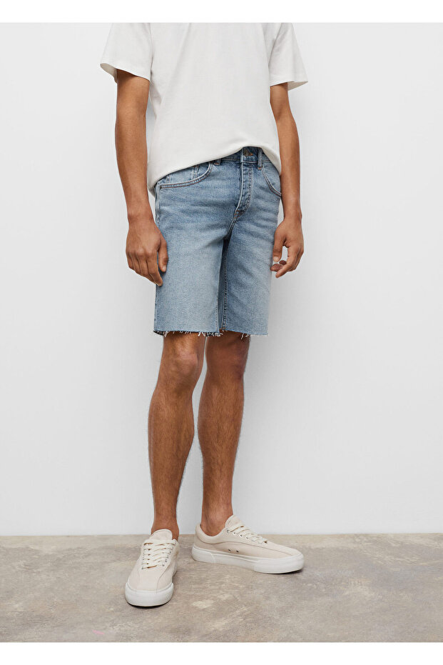 Dikişşsiz Denim Şort - 4