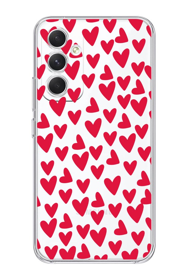 Heart Patterned Transparent Phone Case Compatible with Samsung Galaxy A54