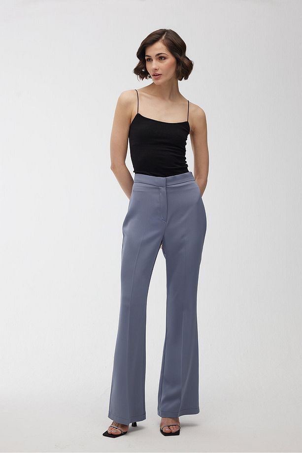 SATEN İSPANYOL PAÇA PANTOLON MAVİ - 6