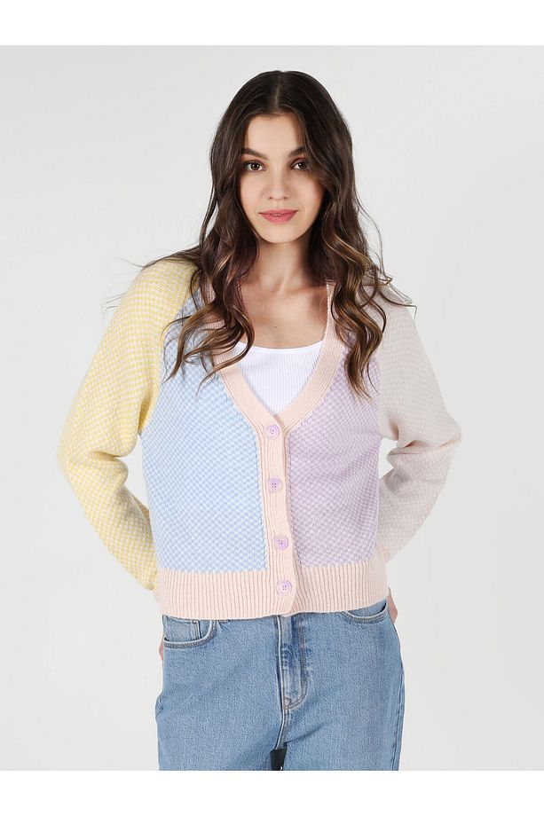 Regular Fit Desenli Çok Renkli Kadın Hırka - 3