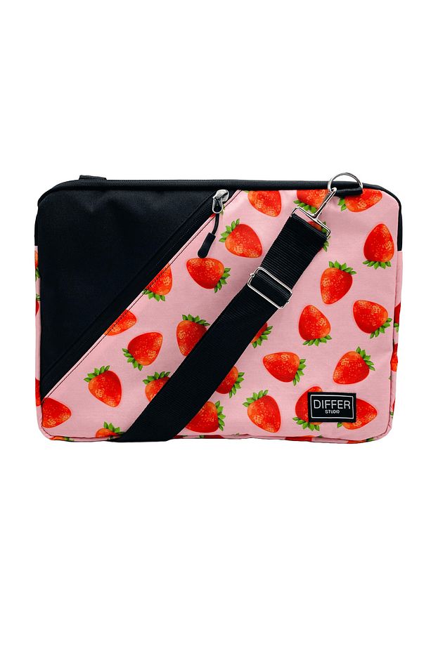 13-14'' Inç Çilek Desen Pembe Suya Dayanıklı Siyah/laptop/macbook/notebook/kılıf/çanta - 2