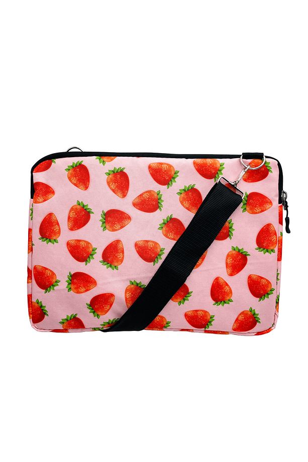 15-15.6'' inç Çilek Desenli Pembe Suya Dayanıklı/Laptop/Macbook/Notebook/Kılıf/Çanta - 3