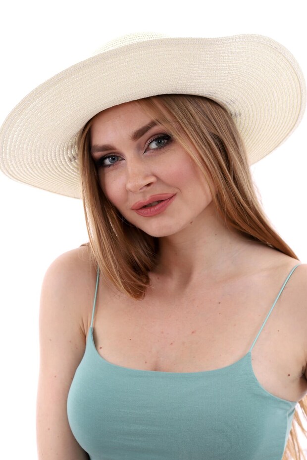 Cream Straw Beach Hat - 1