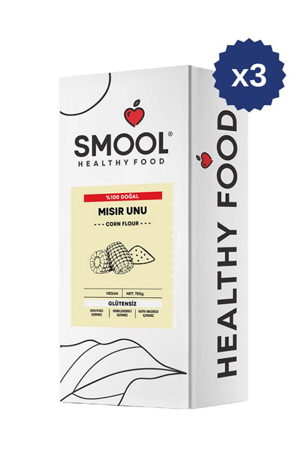 Mısır Unu 750 gr x 3 GLÜTENSİZ, VEGAN, KATKISIZ - 1