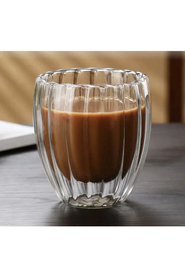 Isıya Dayanıklı Borosilikat Çift Çidarlı Burgu Kokteyl Bardak | Kahve Ve Sunum Bardağı Burgu 350 ml - 3