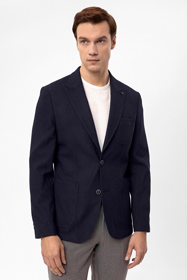 Slim Kalıp Armürlü Ceket - 1