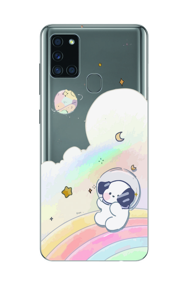Cute Dog Pattern Transparent Phone Case Compatible with Samsung Galaxy A21S