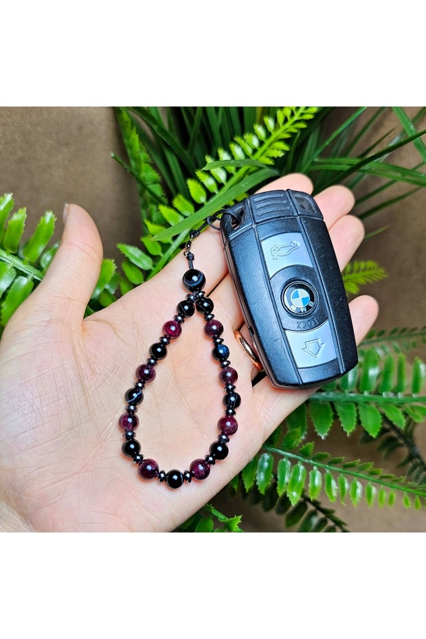 العقيق الأحمر - سيارة العقيق الأسود - سلسلة مفاتيح الدراجة النارية (!!مفتاح BMW غير متضمن. )