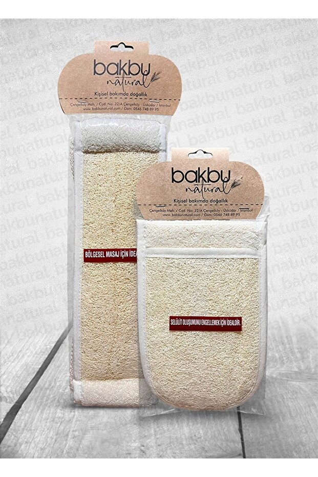 Bakbu Natural Long Back Scrubber and Hand-Held Pumpkin Fiber Scrubber, Pack of 2