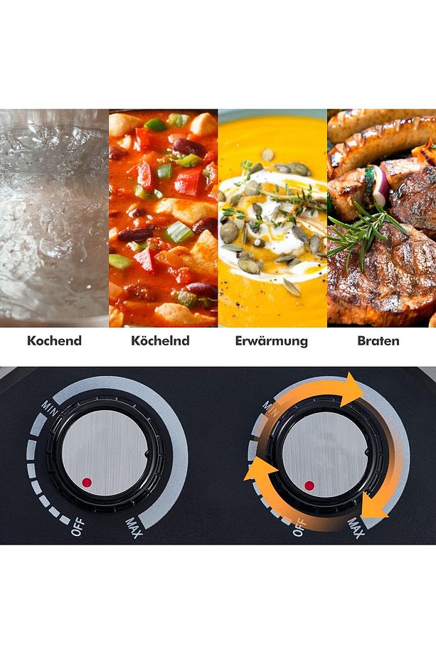 Dökme demir çift ocak, 2'li elektrikli ocak gözü, 1000 W + 1500 W, elektrikli çift ocak - 6