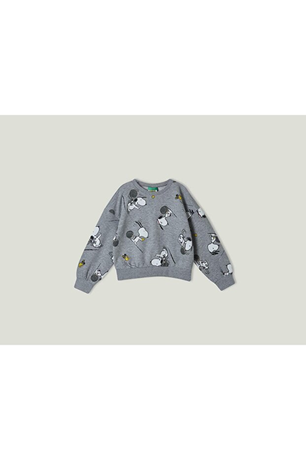 Girl's Mix Patterned Gray Sweatshirt