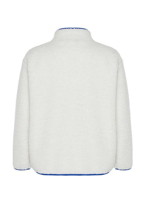 Beyaz Peluş Örme Spor Sweatshirt THMAW23SW00021 - 8