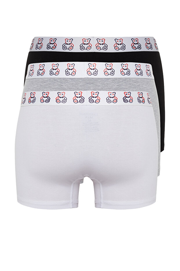3'lü Paket Çok Renkli Ayıcık Desenli Lastikli Esnek Pamuklu Couple Boxer TMNAW24BX00020 - 8