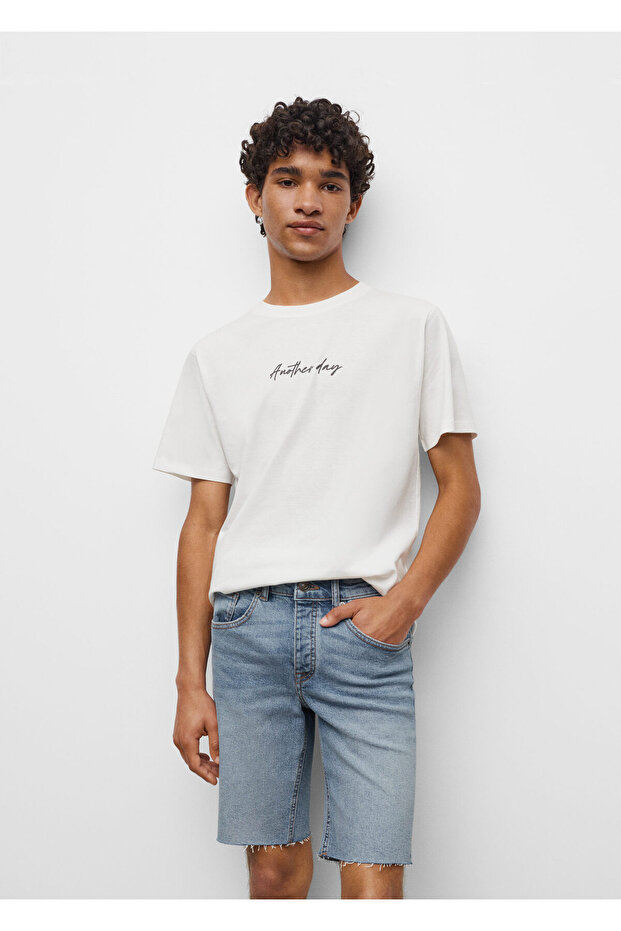 Dikişşsiz Denim Şort - 5