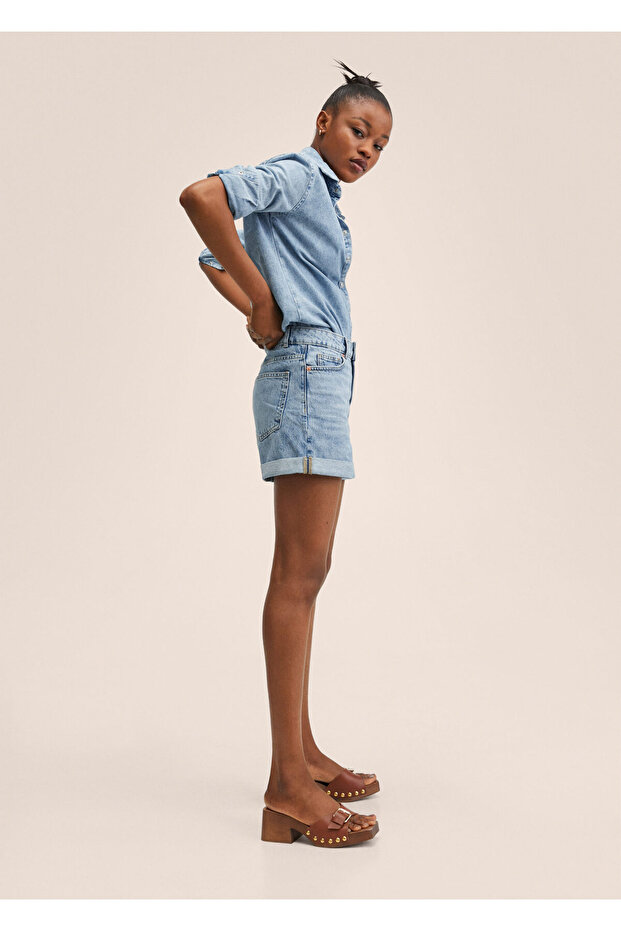 Mom-fit Kot Şort - 1