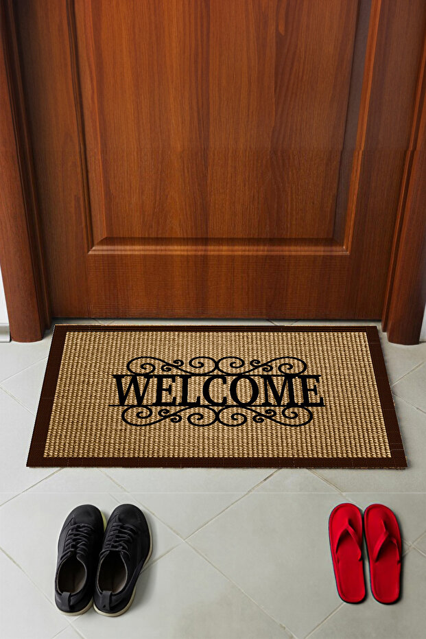 Dijital Baskılı Modern Dekoratif Jüt Kapı Önü Paspas - 1