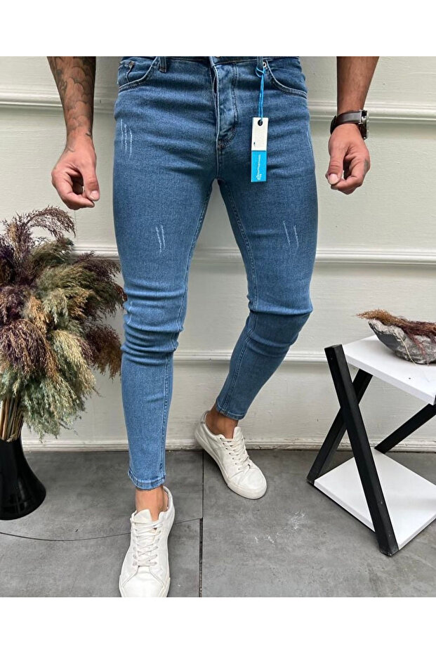 Men's Blue Nail Slim Fit Jean Jeans Pants Ç1