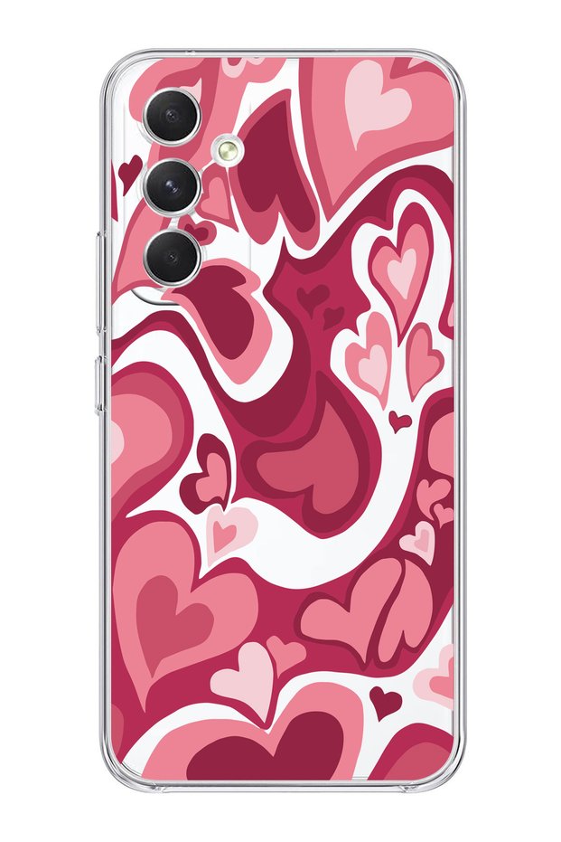 Samsung Galaxy A34 Compatible Heart Pattern Transparent Phone Case