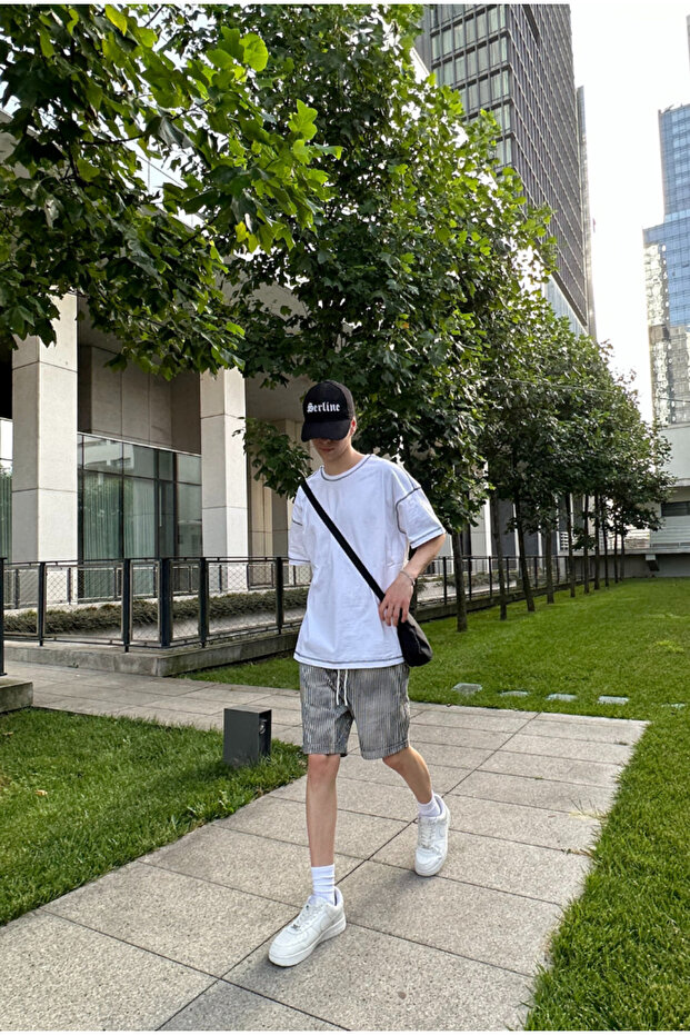 Gray Striped Shorts - 4