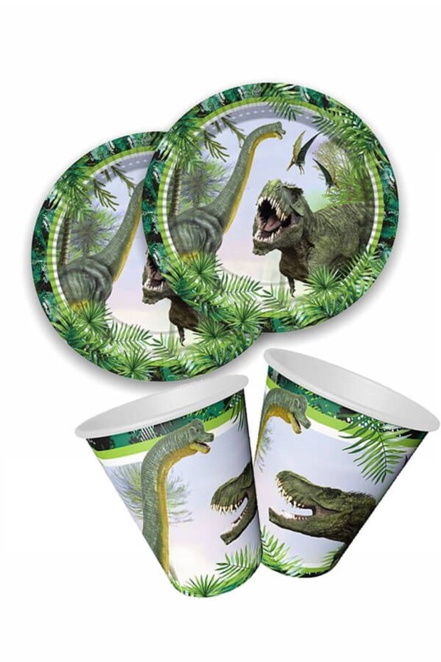 Jurrasic Dinozor Tabak Bardak Set 8 Li - 1