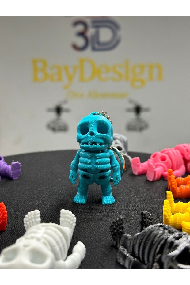 MOVABLE MINI SKELETON KEYCHAIN (blue) - 3