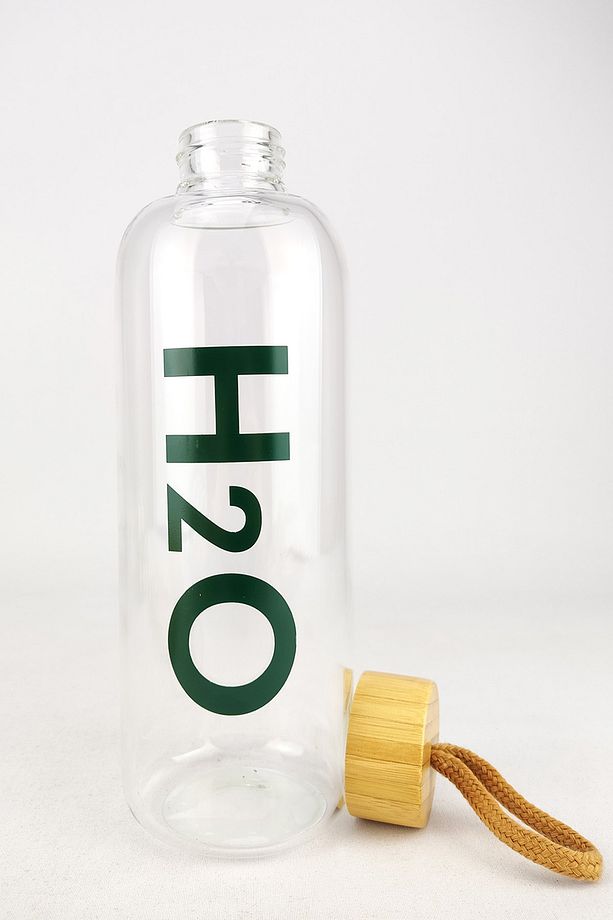 H2o Bambu Kapaklı Cam Matara 1000 ml - H2o75372 C1-1-18 - 4